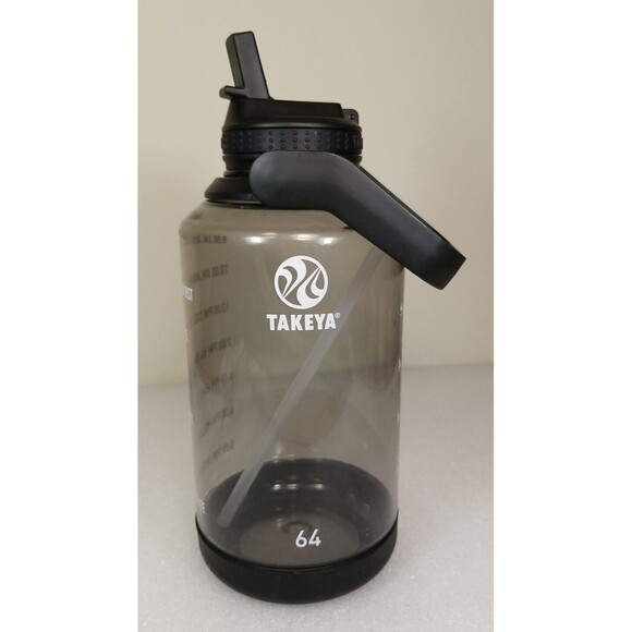 Takeya 64oz Tritan Motivational Water Bottle with Straw Lid - Black Clear    L12 - Picture 2 of 5
